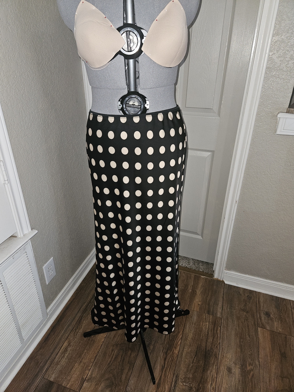 a new day Black Maxi Skirt with Cream Polka Dots